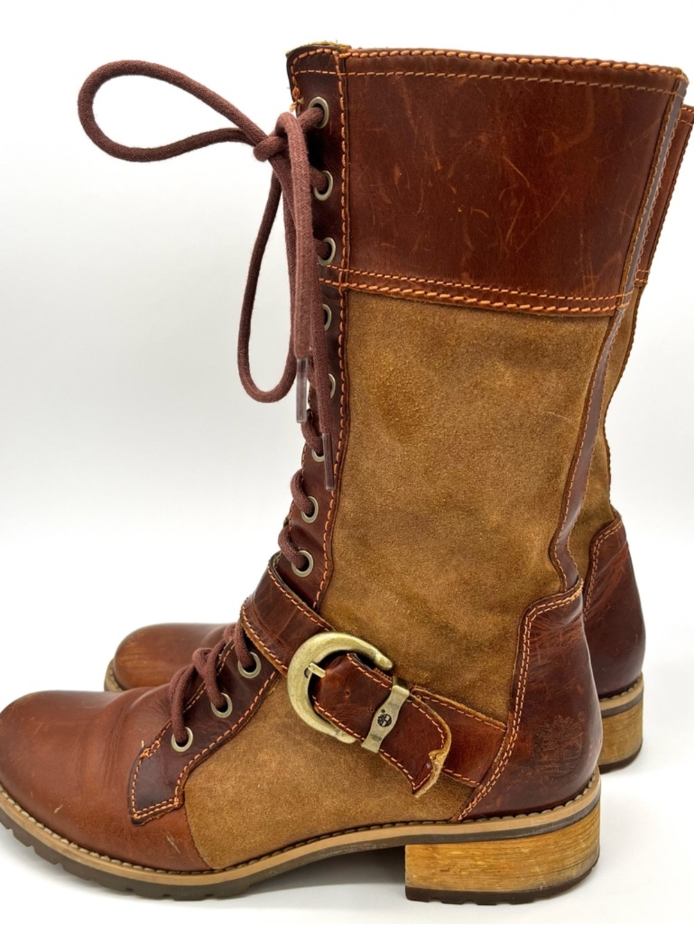Timberland Earthkeepers Bethel Buckle Mid Lace Brown Leather & Suede Boot Sz 9